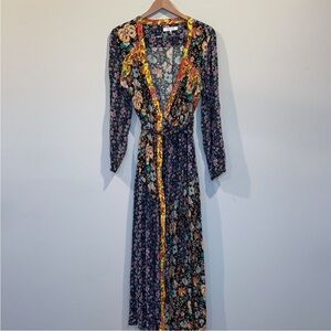 FRAME women’s Floral Panel wrap maxi Dress medium
